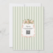 Sagegroene bloemrijke cherub bruiloftsdouche kaart (Achterkant)