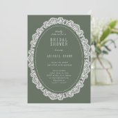 Sagegroene bloemrijke vintage kant bruiloftsshower kaart (Staand voorkant)