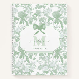 Sagegroene bloemrozen Franse Chinoiserie-patroon Notitieboek