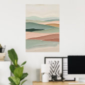 Sagegroene Blush Minimalistische Abstracte Landsch Poster (Thuiskantoor)