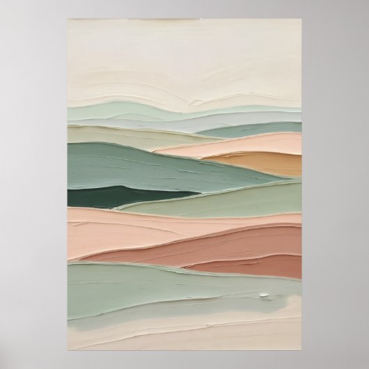 Sagegroene Blush Minimalistische Abstracte Landsch Poster (Voorkant)