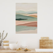 Sagegroene Blush Minimalistische Abstracte Landsch Poster (Keuken)