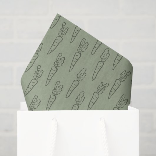 Sagegroene Boho Paaspatroon Wortel Lente Tissuepapier (Cadeauzakje)
