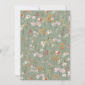 Sagegroene Boho-wildbloem Bruidsuitnodiging Elegan Kaart (Achterkant)