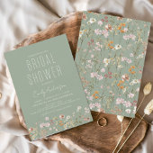 Sagegroene Boho-wildbloem Bruidsuitnodiging Elegan Kaart