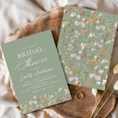 Sagegroene Boho-wildbloem Bruidsuitnodiging  Kaart