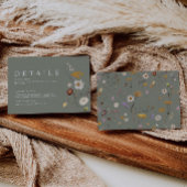 Sagegroene Boho Wilde Bloem Bruiloft Details Kaart