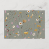 Sagegroene Boho Wilde Bloem Bruiloft Details Kaart (Achterkant)