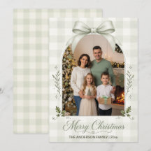 Sagegroene Boog Archiefamilie Foto Prettig Kerstfe