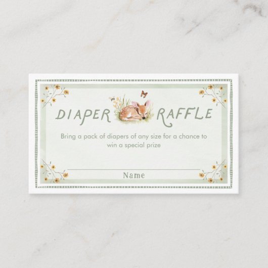 Sagegroene bos baby shower luier raffle ticket informatiekaartje (Voorkant)