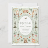 Sagegroene bos baby shower uitnodiging (Voorkant)