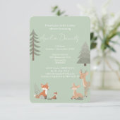 Sagegroene bosdier baby shower uitnodiging (Staand voorkant)