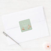 Sagegroene bosdier baby shower vierkante sticker (Envelop)