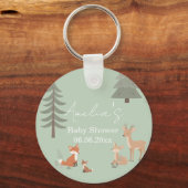 Sagegroene bosdier babyshower  sleutelhanger (Voorkant)