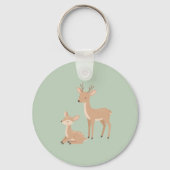 Sagegroene bosdier babyshower  sleutelhanger (Achterkant)