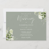 Sagegroene botanische groene monogram bruiloft kaart (Voorkant)
