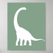 Sagegroene Brontosaurus Dinosaurie Kinderkamer Muu Poster (Voorkant)