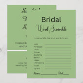 Sagegroene Bruids Woordzoekspel Kaart (Voorkant / Achterkant)