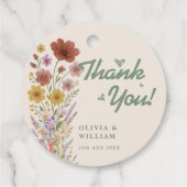 Sagegroene Bruiloft | Wilde Bloemen Bedankjes Labels (Achterkant)