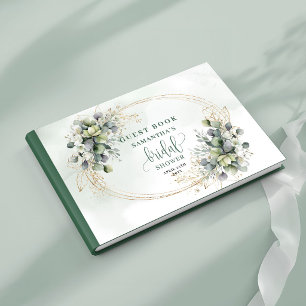 Sagegroene Bruiloftsgastenboek met Groene Accenten Gastenboek