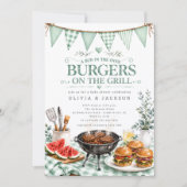 Sagegroene Burgers op de Grill Uitnodiging (Voorkant)