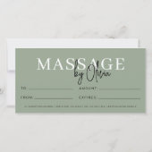 Sagegroene cadeaubon voor massagetherapeuten (Achterkant)