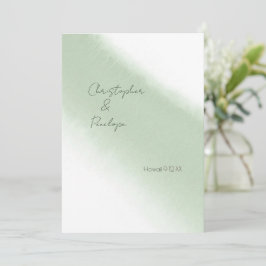 Sagegroene Calligrafie Waterverf Save the Date Kaart