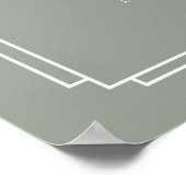 Sagegroene chic art deco huwelijks welkomstbord poster (Hoek)