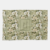 Sagegroene chic decor gepersonaliseerde bloem hand theedoek (Horizontaal)