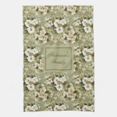 Sagegroene chic decor gepersonaliseerde bloem hand theedoek (Verticaal)