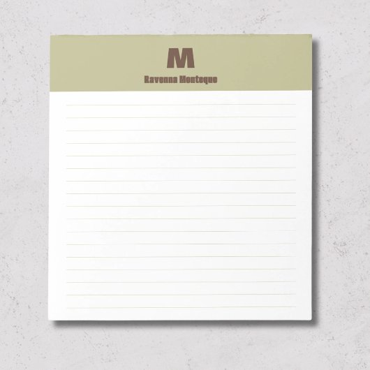 Sagegroene Chic Gepersonaliseerde Monogram Naam Ge Notitieblok