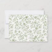 Sagegroene Chinoiserie Bruiloft RSVP Kaartje (Achterkant)