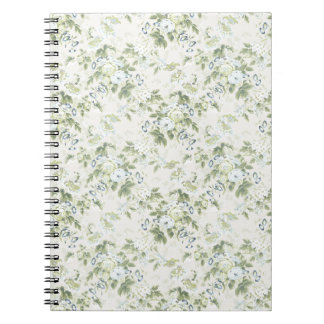 Sagegroene chintz notitieboek, Engelse roos bloemm Notitieboek