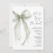 Sagegroene Coquette Strik Waterverf Bruidsdouche Kaart (Voorkant)