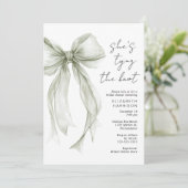 Sagegroene Coquette Strik Waterverf Bruidsdouche Kaart (Staand voorkant)