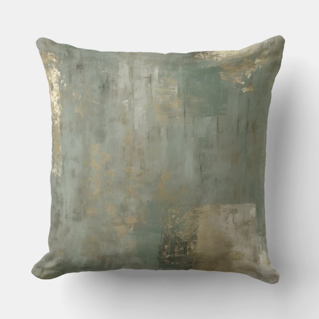 Sagegroene decoratieve kussen met abstract ontwerp (Voorkant)