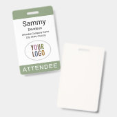 Sagegroene deelnemersbadge logo-clip lanyard haspe badge (Voor- en achterkant)