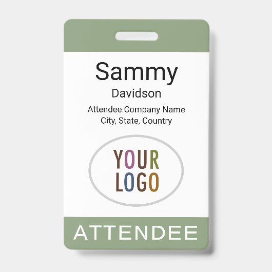 Sagegroene deelnemersbadge logo-clip lanyard haspe badge (Voorzijde)