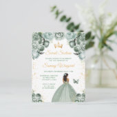 Sagegroene donkere huid prinses Sweet Sixteen Briefkaart (Staand voorkant)