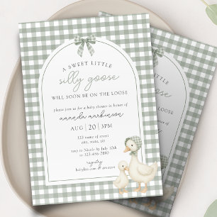Sagegroene Dwaas Gans Verhaaltjesboek Baby Shower Kaart