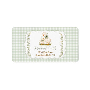 Sagegroene Dwaze Gans Baby Shower Bloemendecoratie Etiket