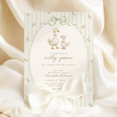 Sagegroene Dwaze Gans Baby Shower Uitnodiging