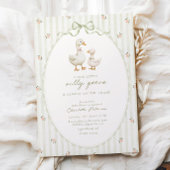 Sagegroene Dwaze Gans Baby Shower Uitnodiging