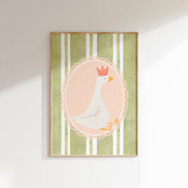 Sagegroene Dwaze Gans Kinderkamerprint Poster