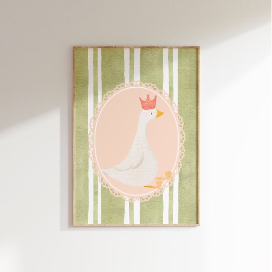 Sagegroene Dwaze Gans Kinderkamerprint Poster