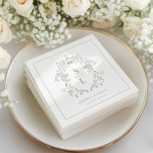 Sagegroene Elegante Barokke Wapen Monogram Huwelij