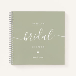 Sagegroene Elegante Bruiloft Gast Notebook Notitieboek
