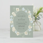Sagegroene Elegante Lente Bruiloft Kaart (Staand voorkant)