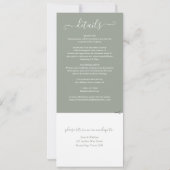 Sagegroene Elegante Script All In One Trouwdag Kaart (Achterkant)