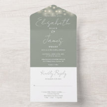 Sagegroene Elegante Script Slang Lichtjes Bruiloft